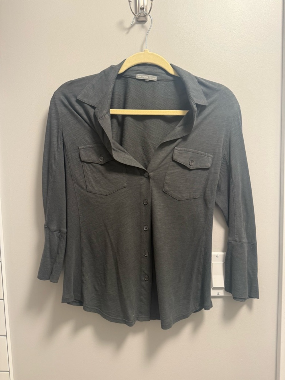 James Perse Charcoal Button-Front Shirt